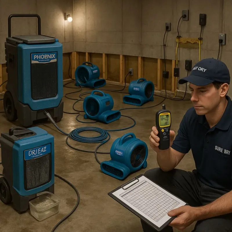 Structural Drying and Dehumidification process in Edgecliff Village, TX